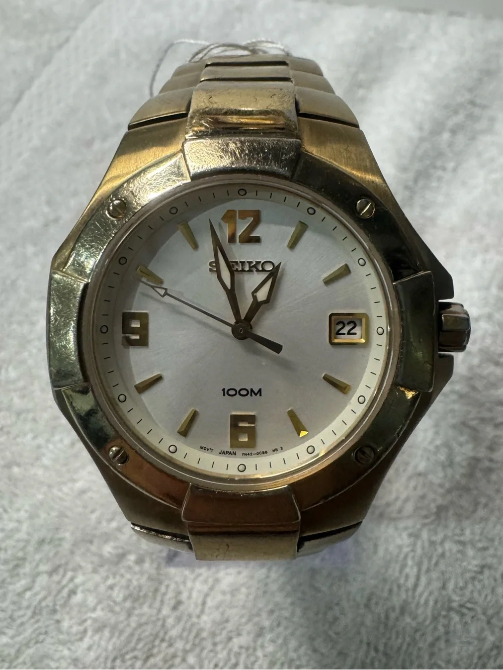 Seiko Gold Tone Men’s Watch with White Dial